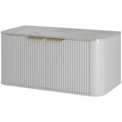 Garnero Arredamenti Mobile Bagno Sospeso-Mobile bagno sospeso 90cm con lavabo, colonna e pensile cannettato bianco Lusso