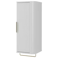 Garnero Arredamenti Mobile Bagno Sospeso-Mobile bagno sospeso 90cm con lavabo, colonna e pensile cannettato bianco Lusso