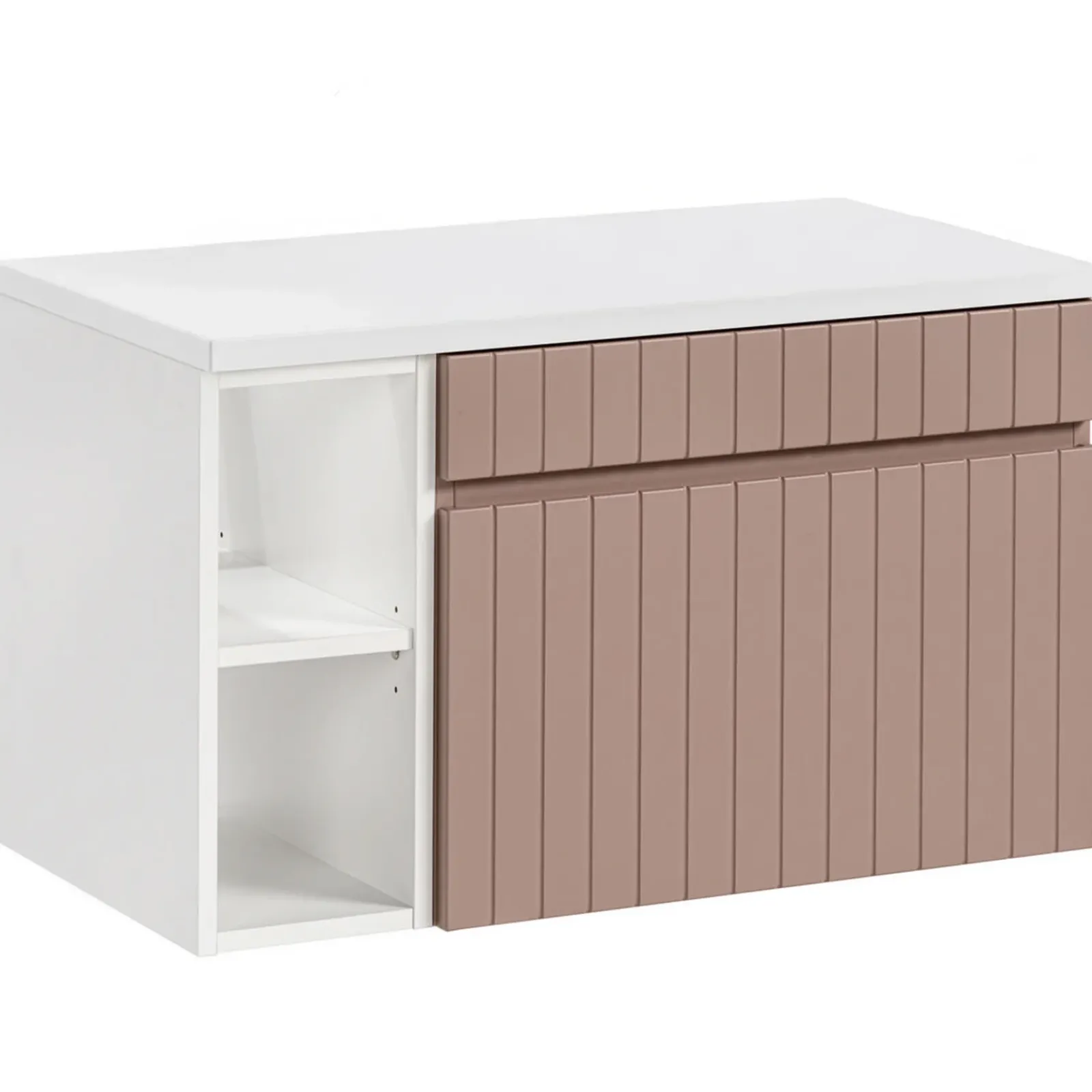 Garnero Arredamenti Mobile Bagno Sospeso-Mobile bagno sospeso 80cm cannettato 1 cassettone e vani rosa Autentic