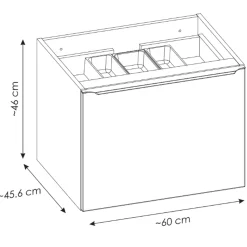 Garnero Arredamenti Mobile Bagno Sospeso-Mobile bagno sospeso 60cm con lavabo, mobile specchio, colonna e vani grigio quercia Serif