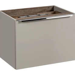 Garnero Arredamenti Mobile Bagno Sospeso-Mobile bagno sospeso 60cm con lavabo, mobile specchio, colonna e vani grigio quercia Serif