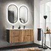 Garnero Arredamenti Mobile Bagno Sospeso-Mobile bagno sospeso 120cm con 2 lavabi da incasso quercia antracite Limpid