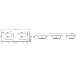 Garnero Arredamenti Mobile Bagno Sospeso-Mobile bagno sospeso 120cm con 2 lavabi da incasso quercia antracite Limpid