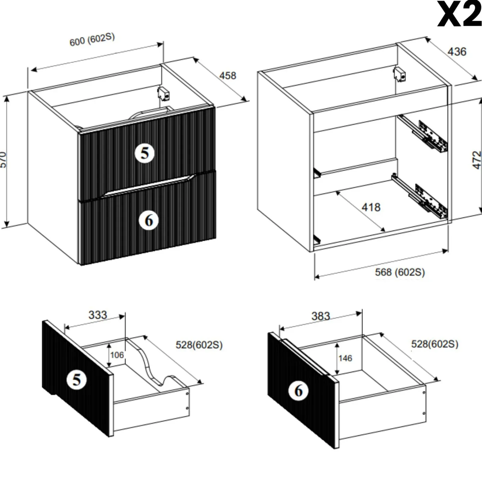Garnero Arredamenti Mobile Bagno Sospeso-Mobile bagno sospeso 120cm cannettato rovere Pretty