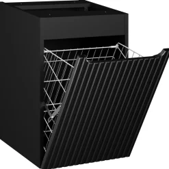 Garnero Arredamenti Mobile Bagno Sospeso-Mobile bagno sospeso 100cm cannettato con portabiancheria nero rovere Cleany