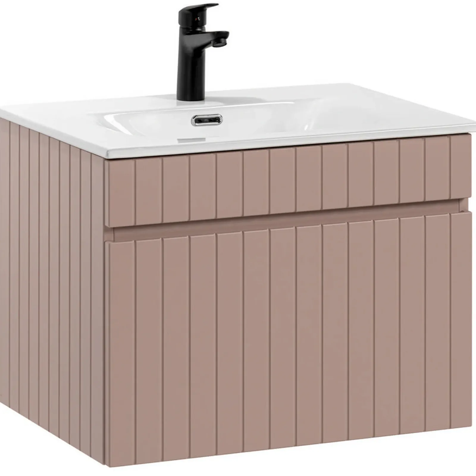 Garnero Arredamenti Mobile Bagno Sospeso-Mobile bagno sospeso 60cm cannettato con lavabo 1 cassettone Autentic Rosa