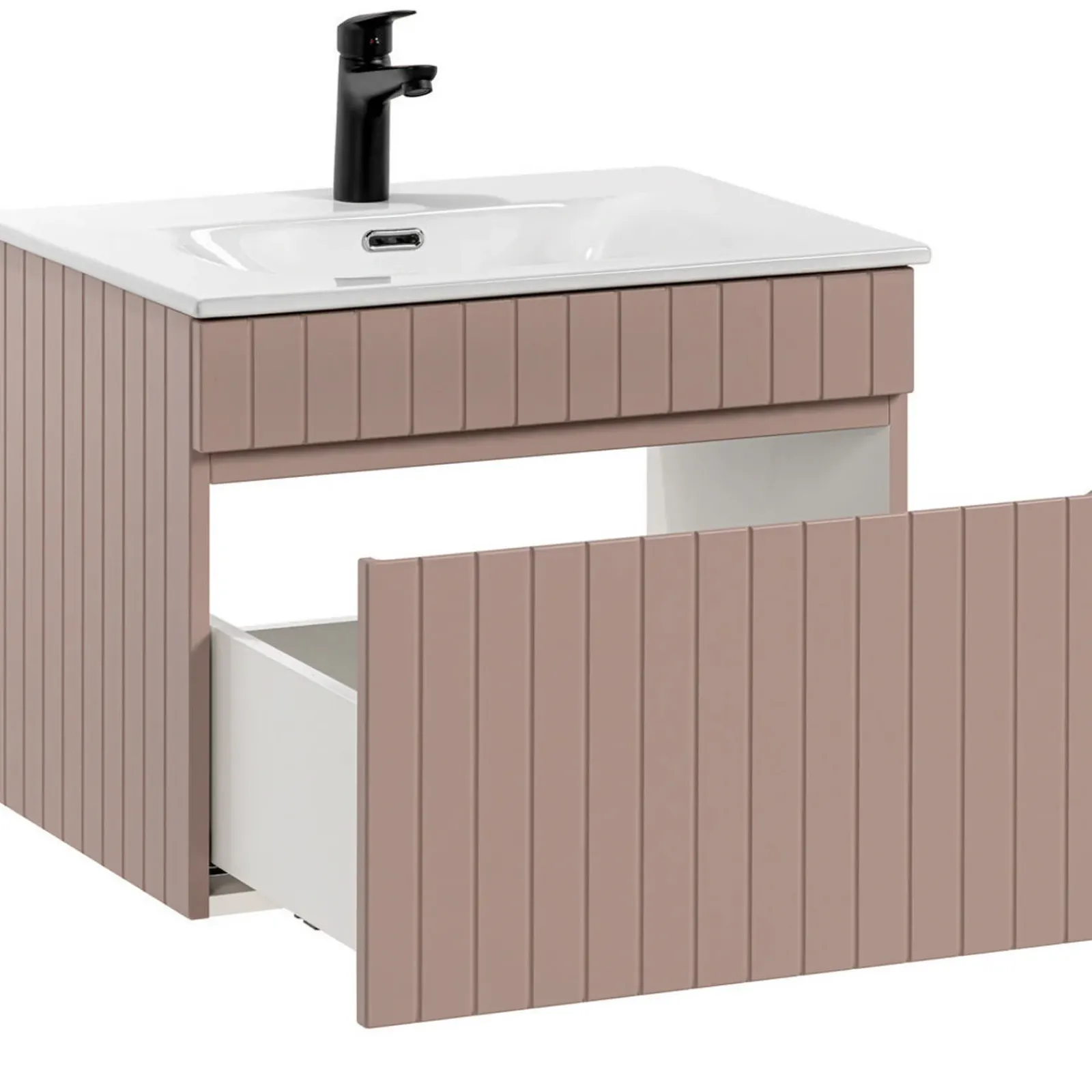 Garnero Arredamenti Mobile Bagno Sospeso-Mobile bagno sospeso 60cm cannettato con lavabo 1 cassettone Autentic Rosa