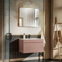 Garnero Arredamenti Mobile Bagno Sospeso-Mobile bagno sospeso 80cm cannettato con lavabo 1 cassettone Autentic Rosa