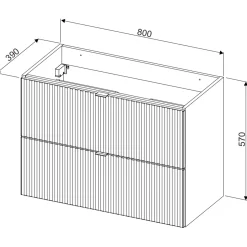 Garnero Arredamenti Mobile Bagno Sospeso-Mobile bagno sospeso 80cm cannettato con lavabo 2 cassetti verde salvia Greeny