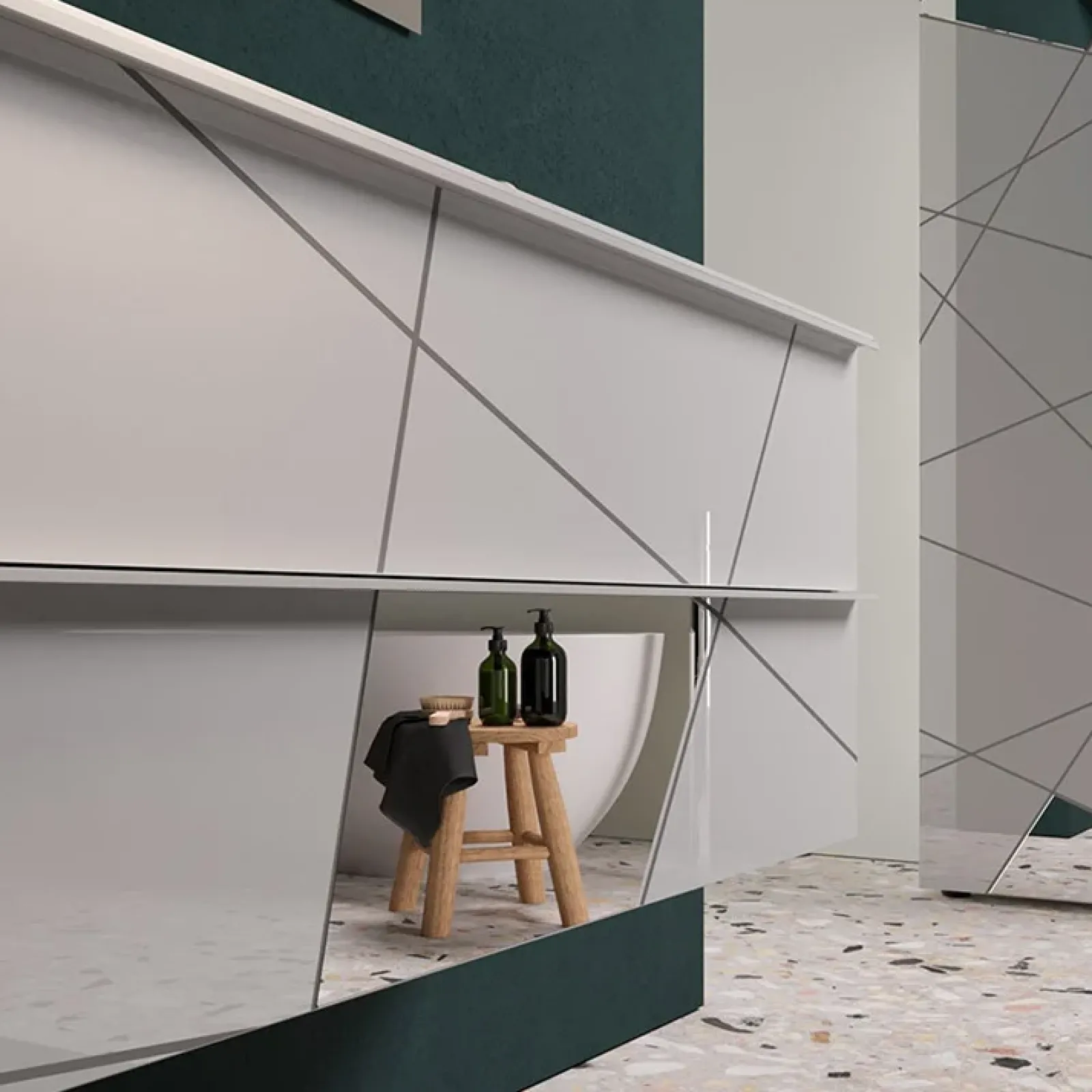 Garnero Arredamenti Mobile Bagno Sospeso-Mobile bagno sospeso 120cm con doppio lavabo e specchio bianco lucido specchi Olimpo