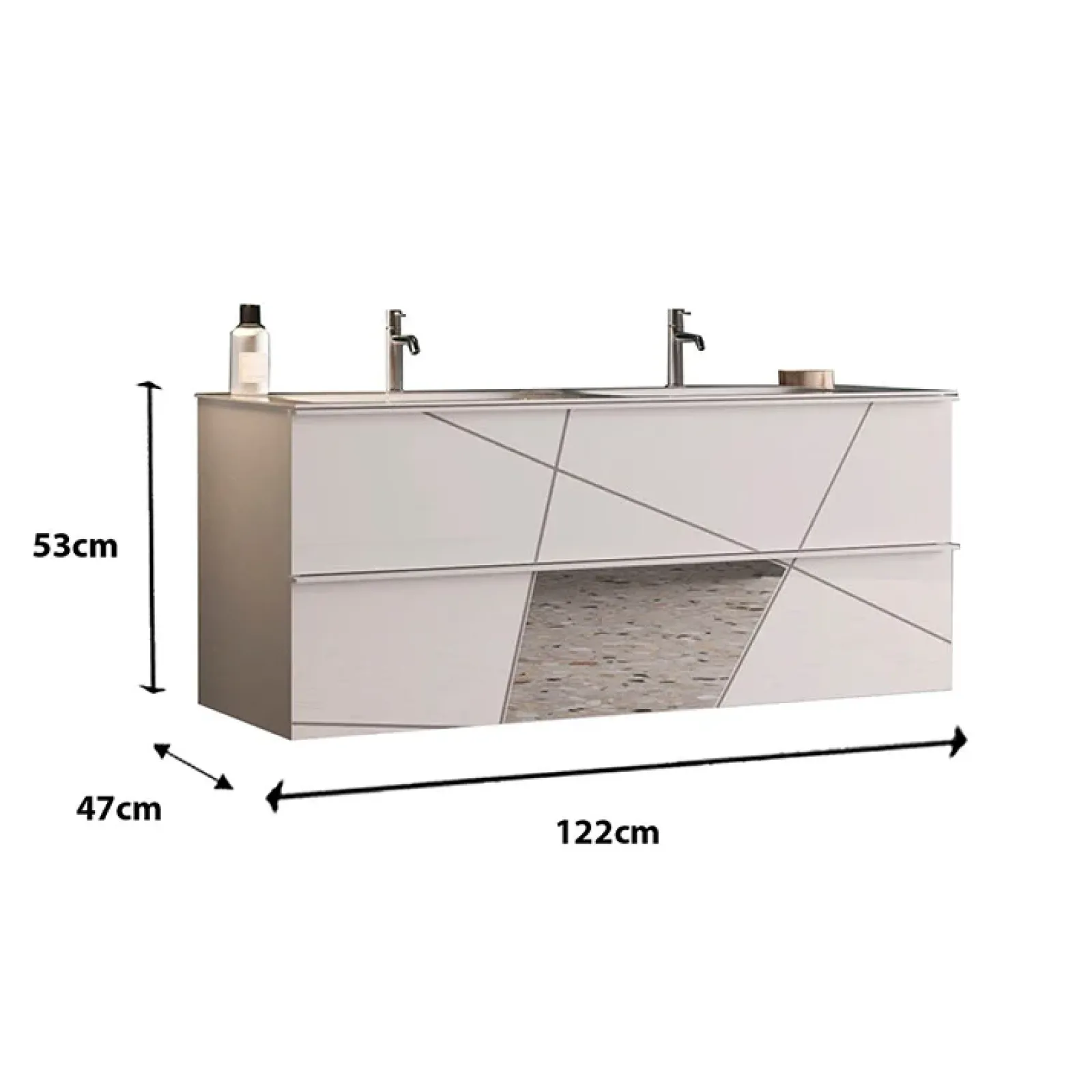 Garnero Arredamenti Mobile Bagno Sospeso-Mobile bagno sospeso 120cm con doppio lavabo e specchio bianco lucido specchi Olimpo