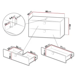 Garnero Arredamenti Mobile Bagno Sospeso-Mobile bagno sospeso 80cm con lavabo 2 cassetti maniglie oro nero Bursa 4 Nero Lucido - Oro