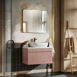 Garnero Arredamenti Mobile Bagno Sospeso-Mobile bagno sospeso 80cm cannettato 1 cassettone Autentic Rosa