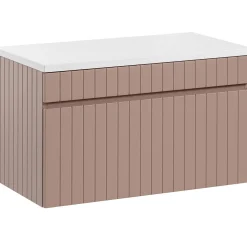 Garnero Arredamenti Mobile Bagno Sospeso-Mobile bagno sospeso 80cm cannettato 1 cassettone Autentic Rosa