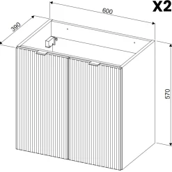 Garnero Arredamenti Mobile Bagno Sospeso-Mobile bagno sospeso 120cm cannettato 4 ante beige rovere Cleany