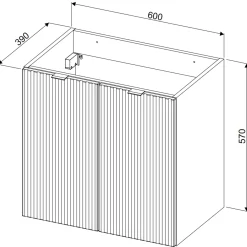Garnero Arredamenti Mobile Bagno Sospeso-Mobile bagno sospeso 60cm cannettato con lavabo 2 ante verde salvia Greeny
