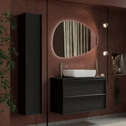 Garnero Arredamenti Mobile Bagno Sospeso-Mobile bagno sospeso 105cm con lavabo 2 cassetti nero frassinato Absolut