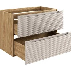 Garnero Arredamenti Mobile Bagno Sospeso-Mobile bagno sospeso 120cm con lavabo, specchio, colonna e 3 pensili beige rovere Swim