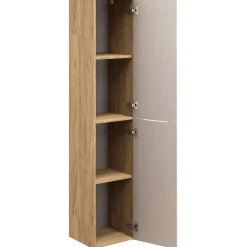 Garnero Arredamenti Mobile Bagno Sospeso-Mobile bagno sospeso 120cm con lavabo, specchio, colonna e 3 pensili beige rovere Swim
