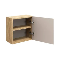 Garnero Arredamenti Mobile Bagno Sospeso-Mobile bagno sospeso 120cm con lavabo, specchio, colonna e 3 pensili beige rovere Swim