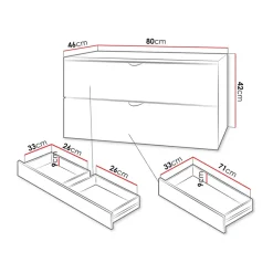Garnero Arredamenti Mobile Bagno Sospeso-Mobile bagno sospeso 80cm con lavabo 2 cassetti Hakone 4 Grigio