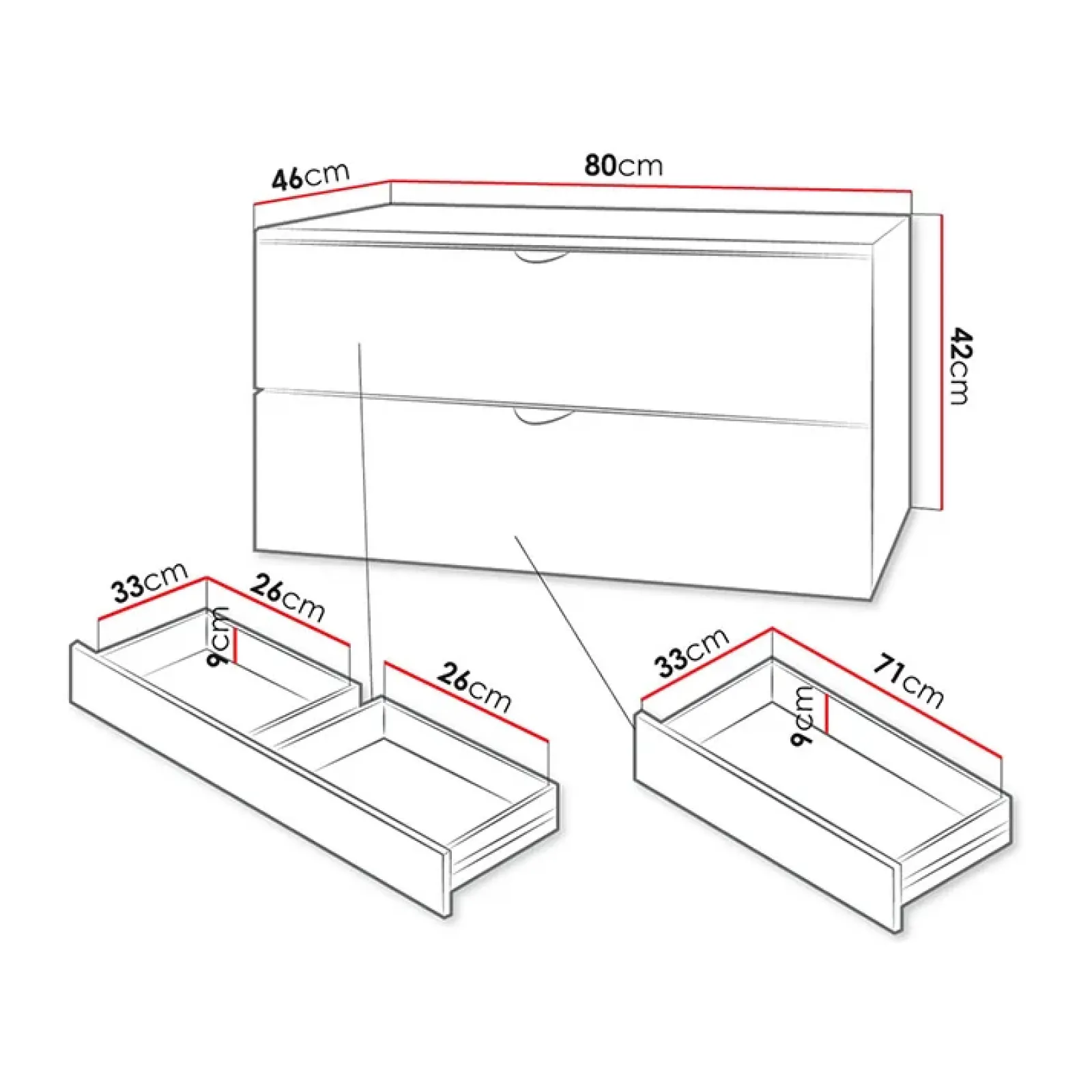 Garnero Arredamenti Mobile Bagno Sospeso-Mobile bagno sospeso 80cm con lavabo 2 cassetti Hakone 4 Grigio