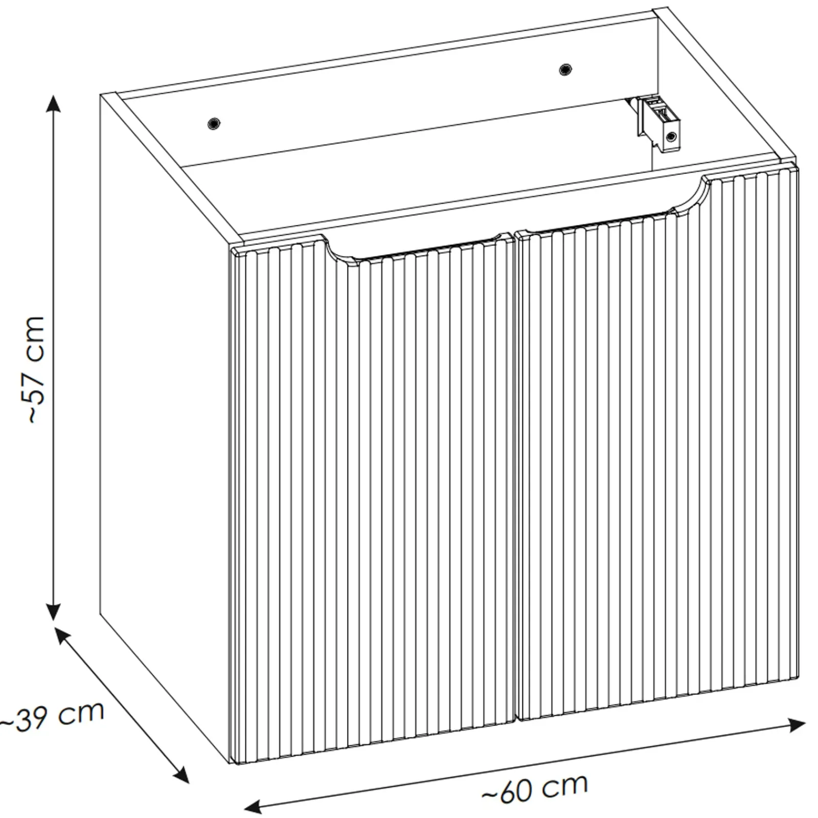 Garnero Arredamenti Mobile Bagno Sospeso-Mobile bagno sospeso 60cm cannettato 2 ante rovere Cleany Beige