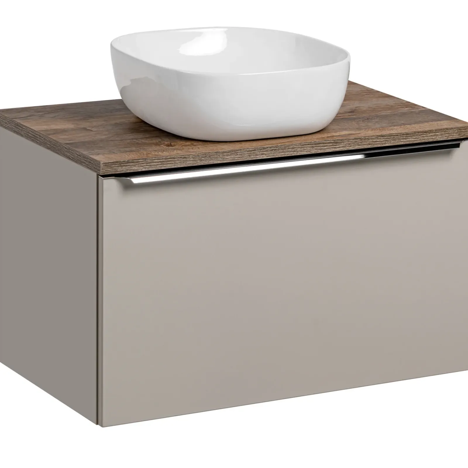 Garnero Arredamenti Mobile Bagno Sospeso-Mobile bagno sospeso 80cm con lavabo, mobile specchio e colonna grigio quercia Serif