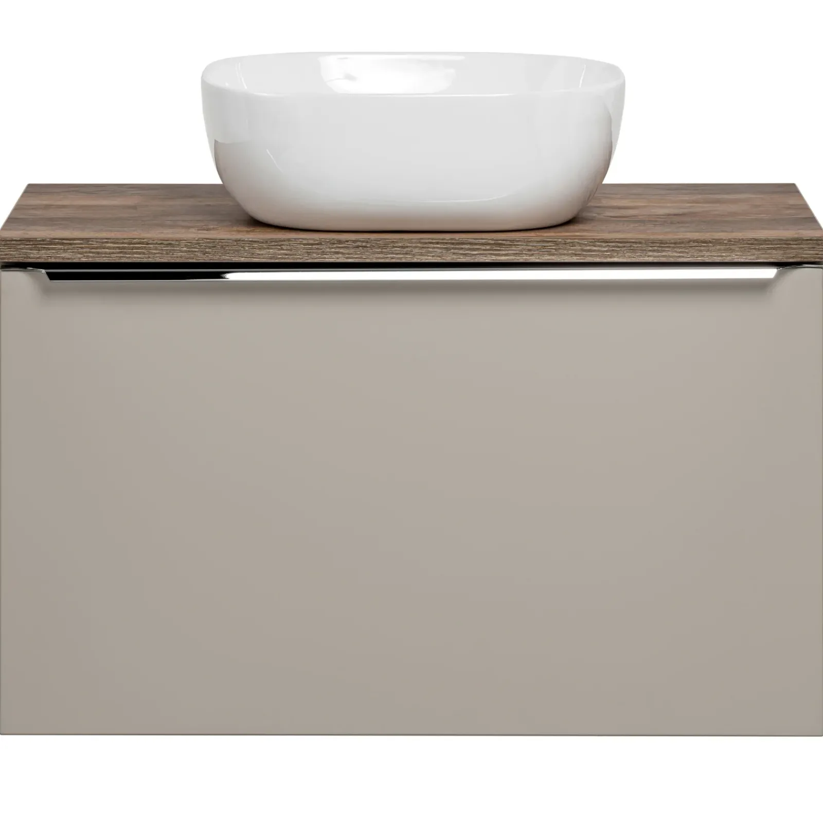Garnero Arredamenti Mobile Bagno Sospeso-Mobile bagno sospeso 80cm con lavabo, mobile specchio e colonna grigio quercia Serif