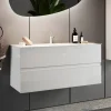 Garnero Arredamenti Mobile Bagno Sospeso-Mobile bagno sospeso 100cm con lavabo 2 cassetti bianco lucido Moon