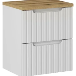 Garnero Arredamenti Mobile Bagno Sospeso-Mobile bagno sospeso 50cm cannettato 2 cassetti bianco rovere Cleany Bianco Opaco