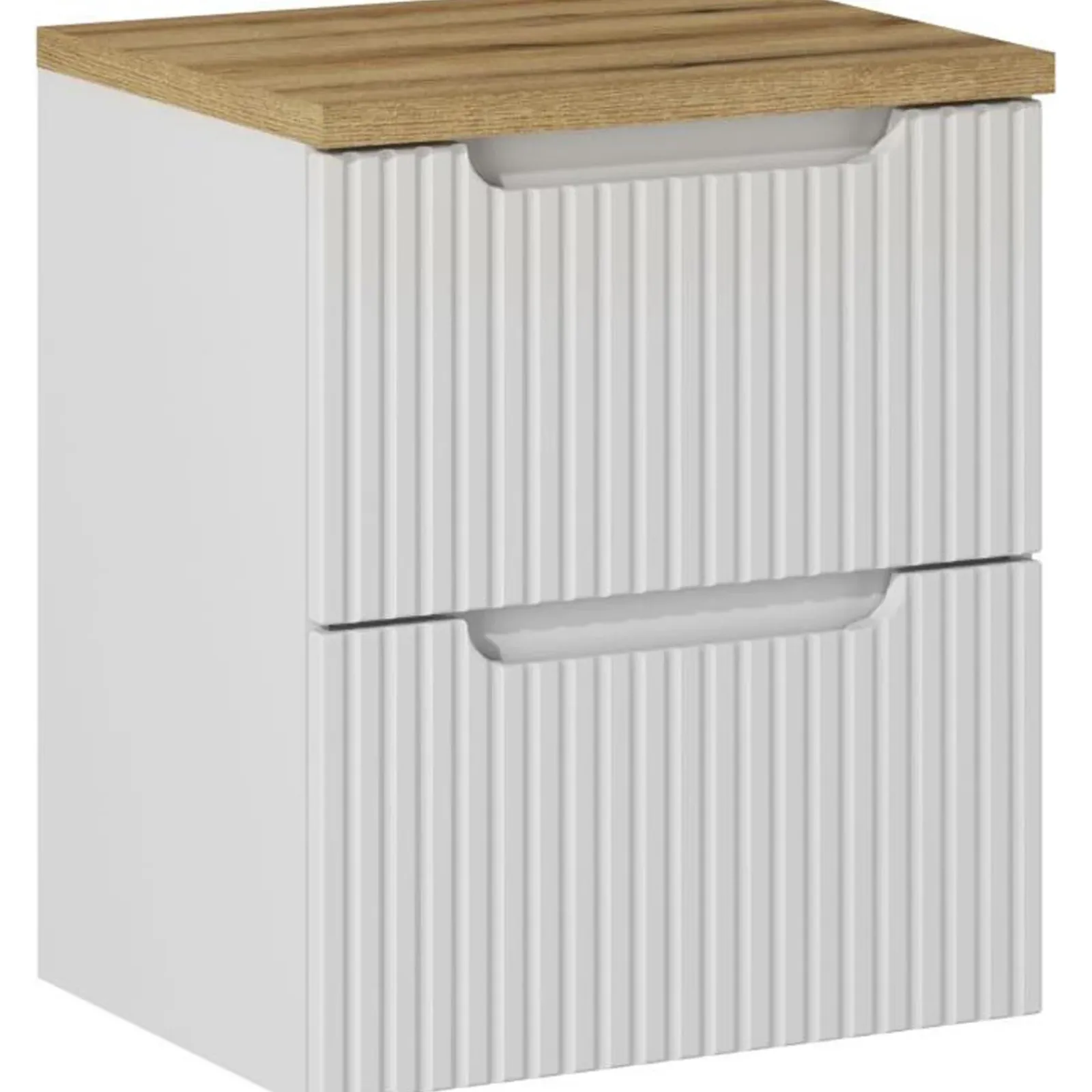 Garnero Arredamenti Mobile Bagno Sospeso-Mobile bagno sospeso 50cm cannettato 2 cassetti bianco rovere Cleany Bianco Opaco