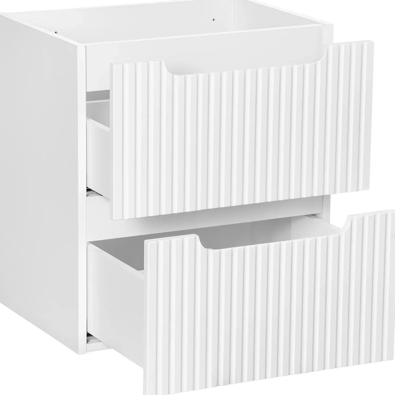 Garnero Arredamenti Mobile Bagno Sospeso-Mobile bagno sospeso 50cm cannettato 2 cassetti bianco rovere Cleany Bianco Opaco