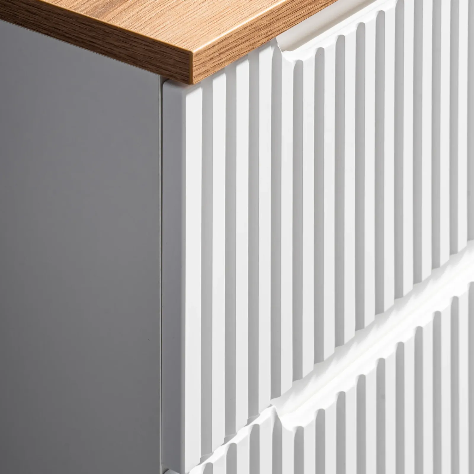 Garnero Arredamenti Mobile Bagno Sospeso-Mobile bagno sospeso 50cm cannettato 2 cassetti bianco rovere Cleany Bianco Opaco