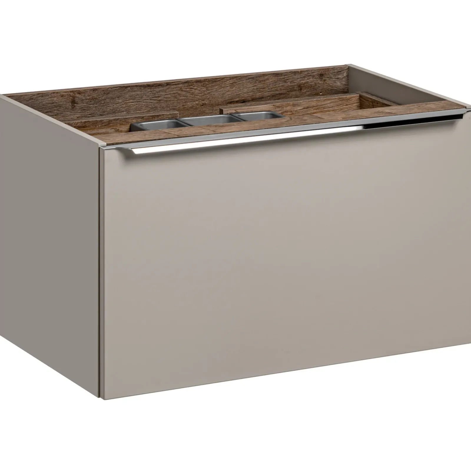Garnero Arredamenti Mobile Bagno Sospeso-Mobile bagno sospeso 80cm con lavabo, mobile specchio e colonna grigio quercia Serif