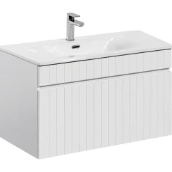 Garnero Arredamenti Mobile Bagno Sospeso-Mobile bagno sospeso 80cm cannettato con lavabo 1 cassettone Autentic Bianco