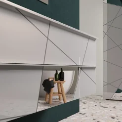 Garnero Arredamenti Mobile Bagno Sospeso-Mobile bagno sospeso 120cm con doppio lavabo bianco lucido specchi Olimpo