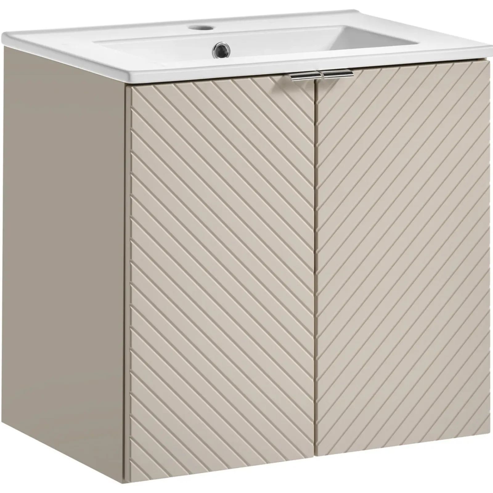 Garnero Arredamenti Mobile Bagno Sospeso-Mobile bagno sospeso 60cm con lavabo 2 ante beige cashmere Neutry