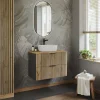 Garnero Arredamenti Mobile Bagno Sospeso-Mobile bagno sospeso 80cm cm 2 cassetti quercia antracite Limpid