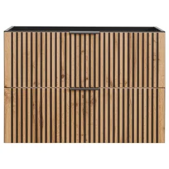 Garnero Arredamenti Mobile Bagno Sospeso-Mobile bagno sospeso 80cm cm 2 cassetti quercia antracite Limpid