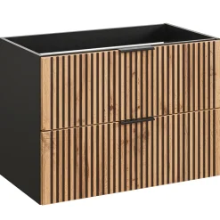 Garnero Arredamenti Mobile Bagno Sospeso-Mobile bagno sospeso 80cm cm 2 cassetti quercia antracite Limpid