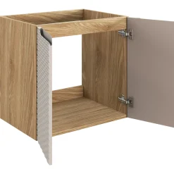 Garnero Arredamenti Mobile Bagno Sospeso-Mobile bagno sospeso 60cm con lavabo da incasso 2 ante beige rovere Swim