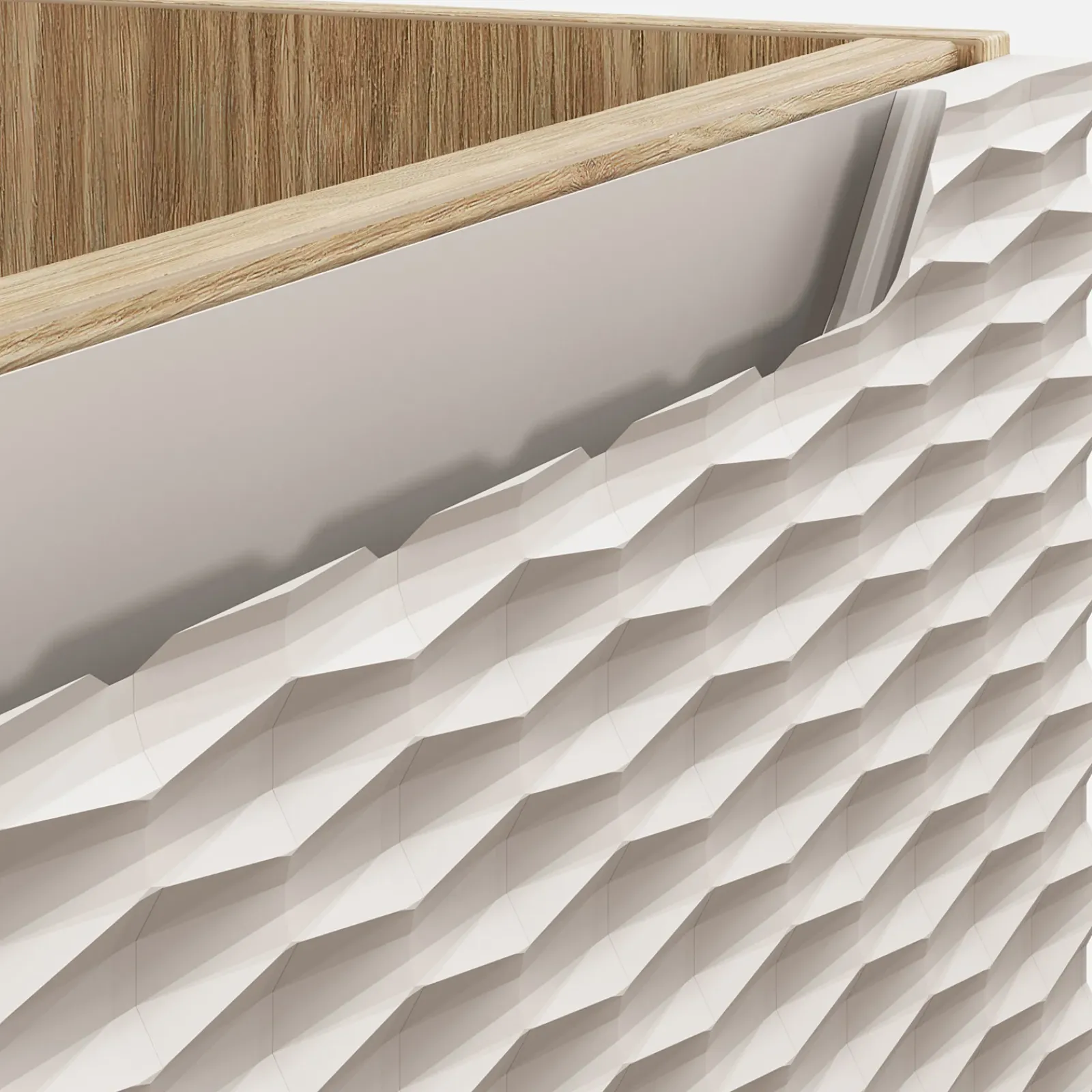 Garnero Arredamenti Mobile Bagno Sospeso-Mobile bagno sospeso 60cm con lavabo da incasso 2 ante beige rovere Swim