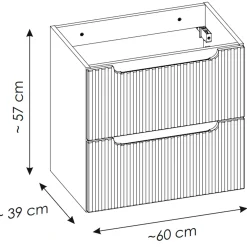 Garnero Arredamenti Mobile Bagno Sospeso-Mobile bagno sospeso 60cm cannettato 2 cassetti rovere Cleany Beige