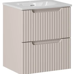 Garnero Arredamenti Mobile Bagno Sospeso-Mobile bagno sospeso 50cm cannettato con lavabo 2 cassetti Cleany Beige