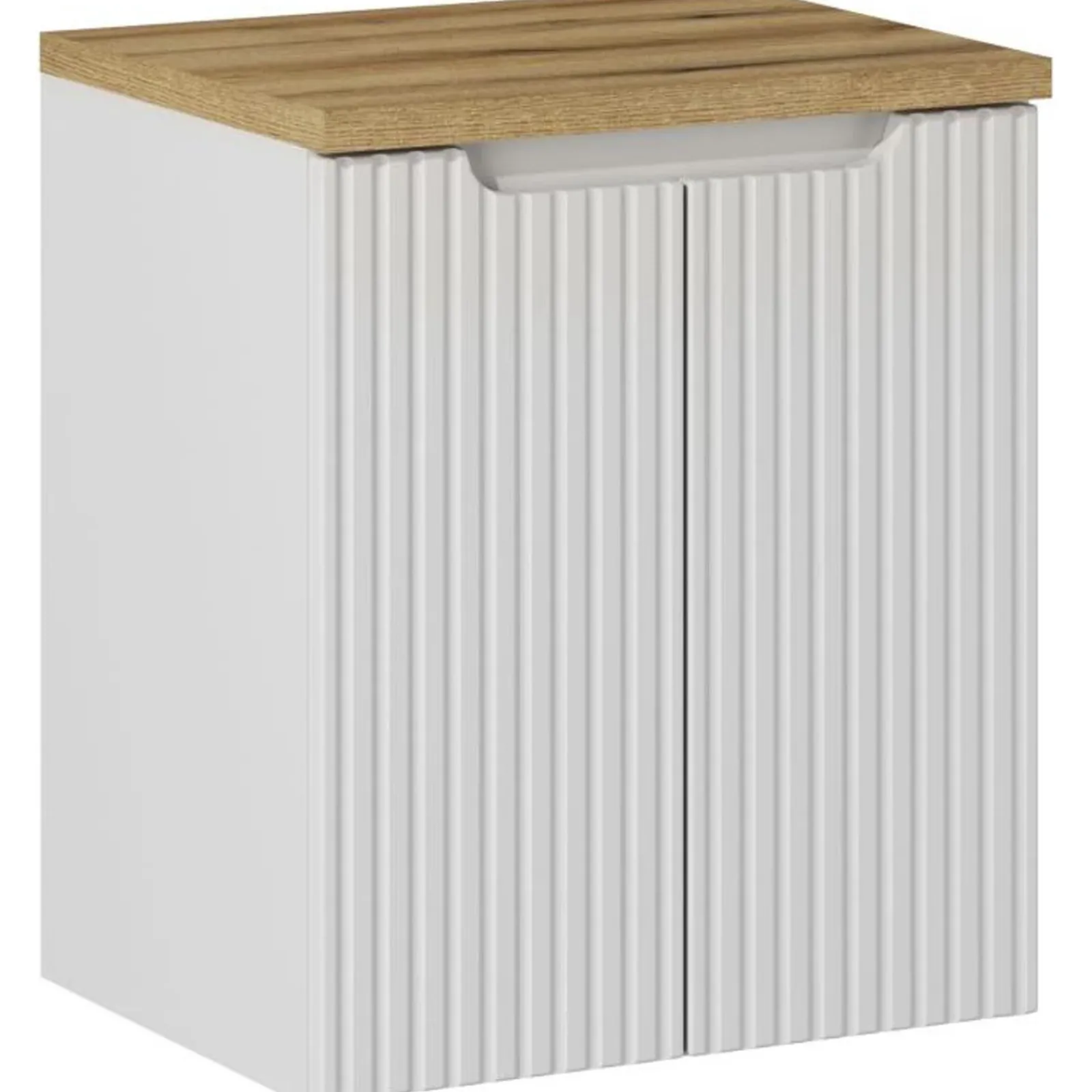 Garnero Arredamenti Mobile Bagno Sospeso-Mobile bagno sospeso 50cm cannettato 2 ante bianco rovere Cleany Bianco Opaco