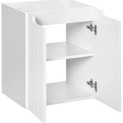 Garnero Arredamenti Mobile Bagno Sospeso-Mobile bagno sospeso 50cm cannettato 2 ante bianco rovere Cleany Bianco Opaco