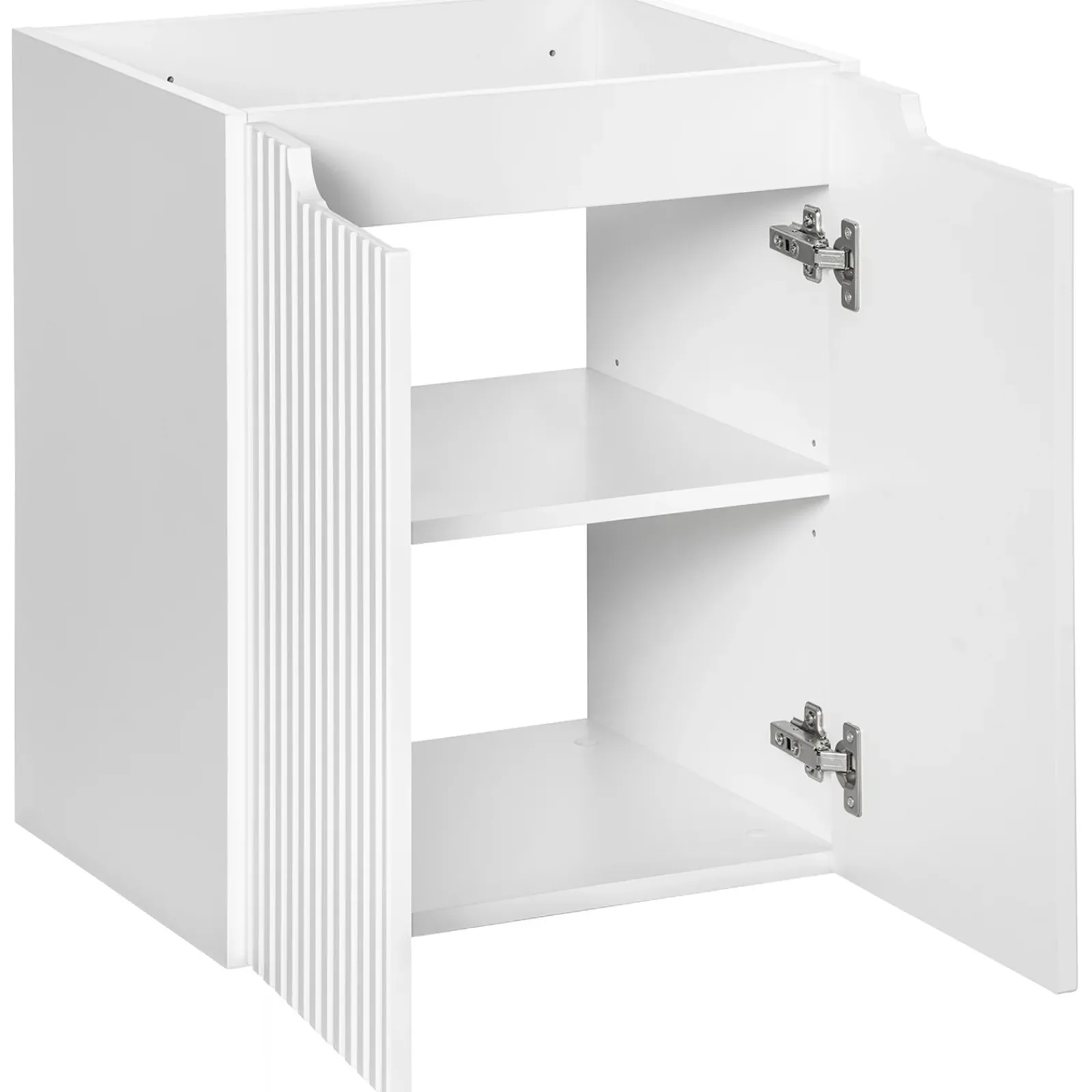 Garnero Arredamenti Mobile Bagno Sospeso-Mobile bagno sospeso 50cm cannettato 2 ante bianco rovere Cleany Bianco Opaco