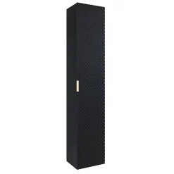 Garnero Arredamenti Mobile Bagno Sospeso-Mobile bagno sospeso 80cm con colonna nero frontali decorati Konny Nero Lucido - Nero opaco