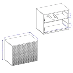 Garnero Arredamenti Mobile Bagno Sospeso-Mobile bagno sospeso 80cm con colonna nero frontali decorati Konny Nero Lucido - Nero opaco